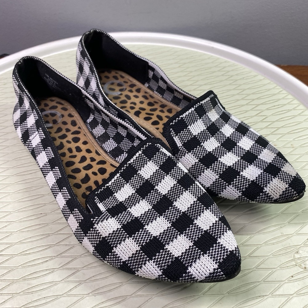 JOURNEE COLLECTION‎ WOMEN'S VICKIE LOAFERS FLATS,BLACK/WHITE PLAID SIZE 9